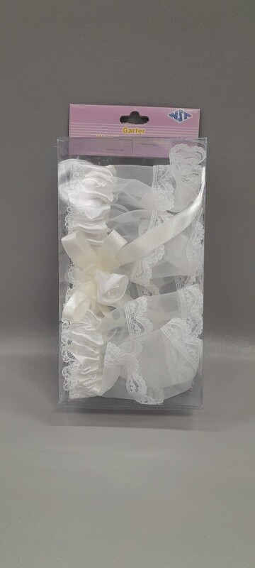 Satin/Lace Garter w/Bow/Rose Ivory