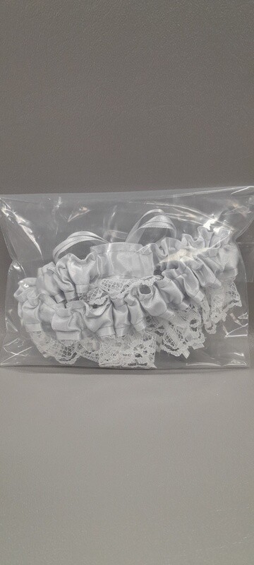 1pc Lace Garter White/Silver