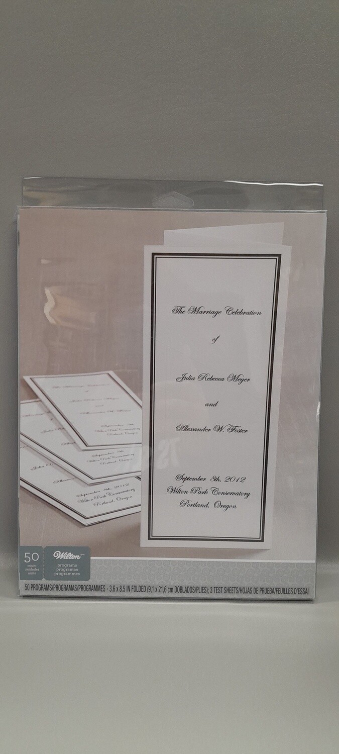 50pc 3.6&quot;x8.5&quot; Wedding Programs