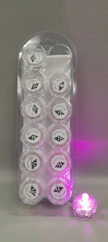 12pc 1.25&quot;x1.125&quot; Led Submersible Round Floral Tealights Pink