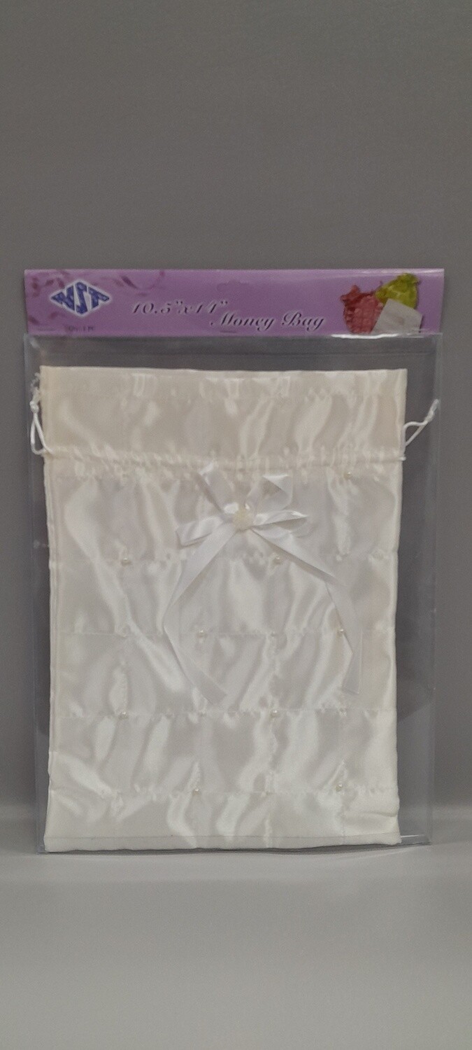 10.5&quot;x14&quot; Money Bag w/Pearls Ivory