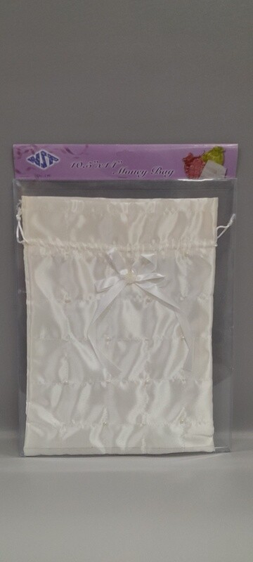 10.5&quot;x14&quot; Money Bag w/Pearls Ivory
