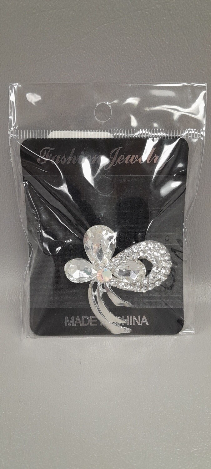 2&quot; Rhinestone Brooch Silver