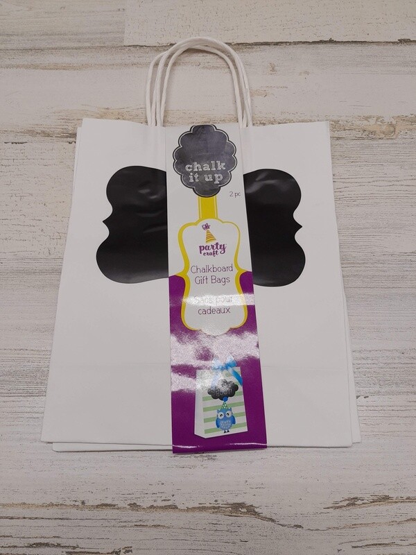 2pc 8&quot;x4&quot;x10&quot; Chalk It Up Gift Bag White