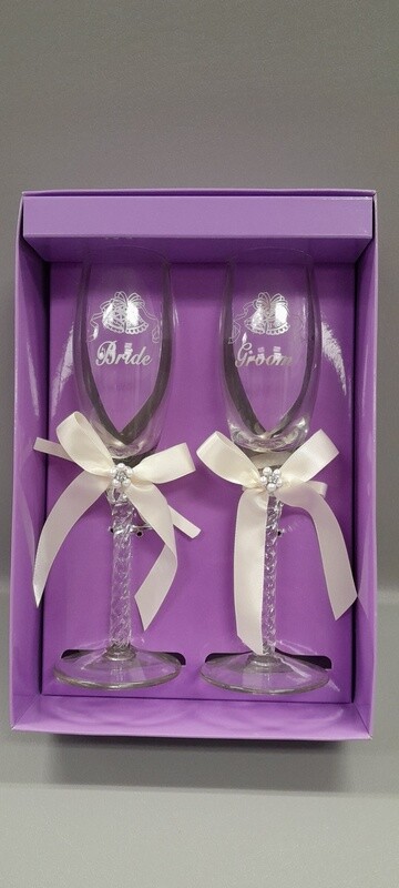 Champagne Flute Set w/Pearls  Ivory