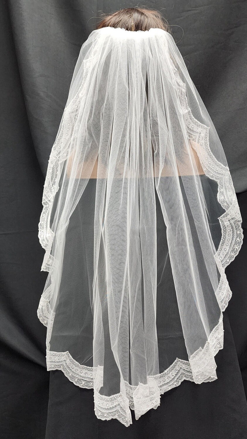 1pc 31&quot;x72&quot; Veil With Lace Edge Ivory