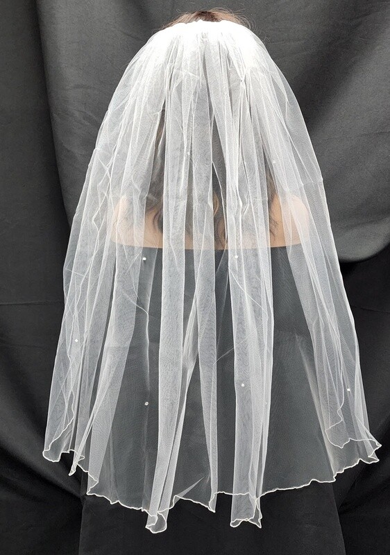 1pc White Veil w/Rolled Edge