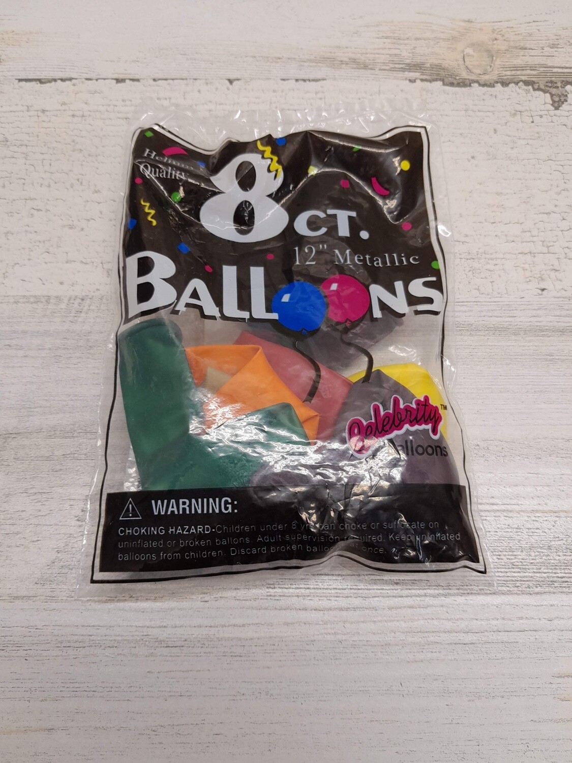 8pc 12&quot; Balloons Metallic Assorted