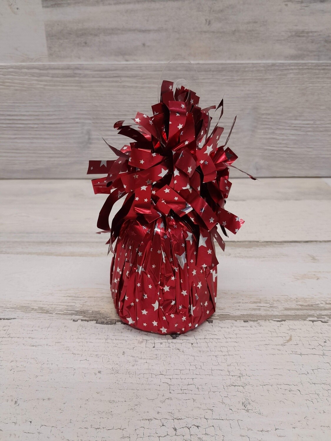 6oz Metallic Foil Balloon Weight w/ Silver Stars