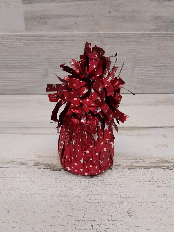 6oz Metallic Foil Balloon Weight w/ Silver Stars