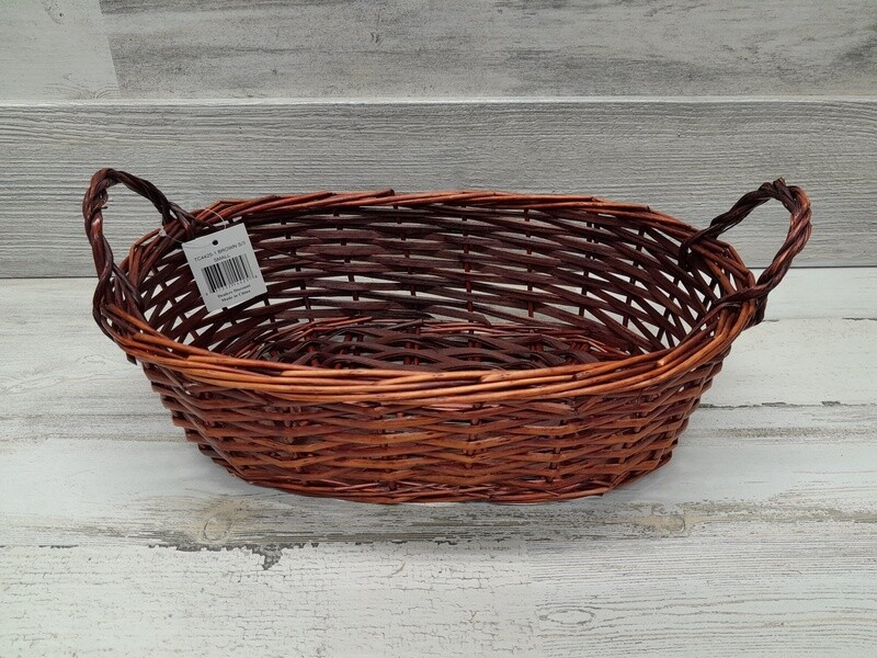 Double Handle Oval Basket Dk. Brown  (SM)