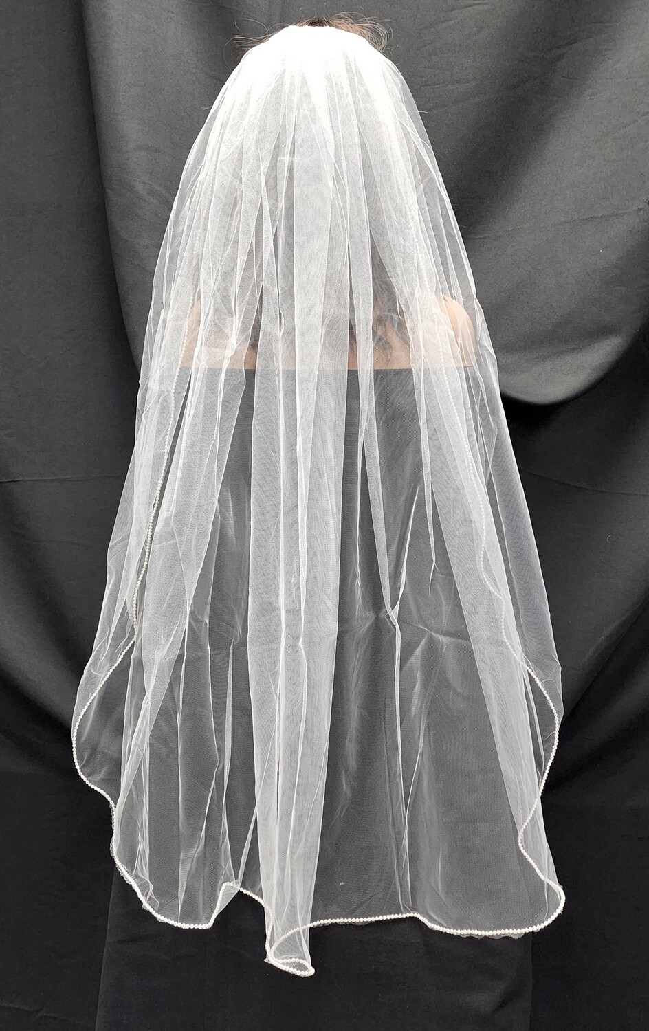 1pc White Veil w/Pearl Edge
