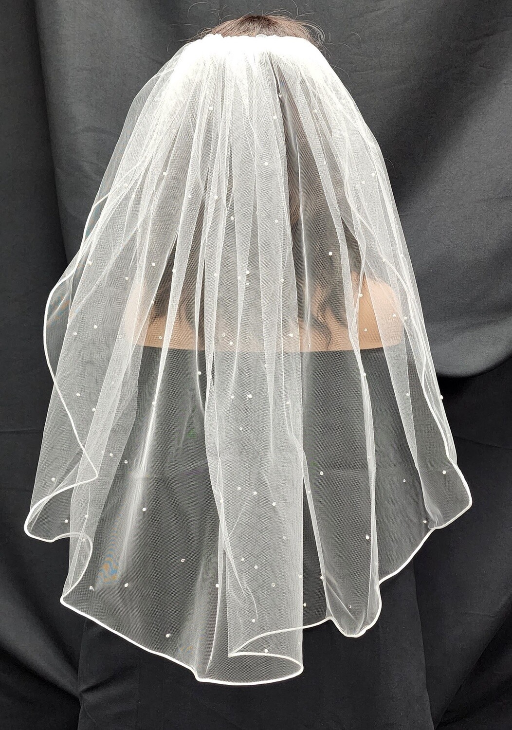 1pc  White Veil w/Pearls/Rhinestones
