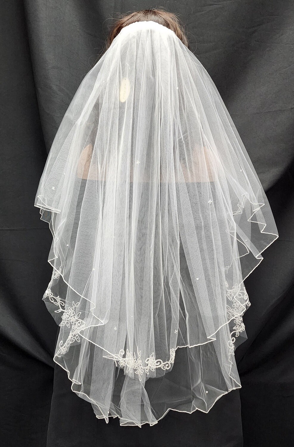 1pc White Veil w/Embroidery