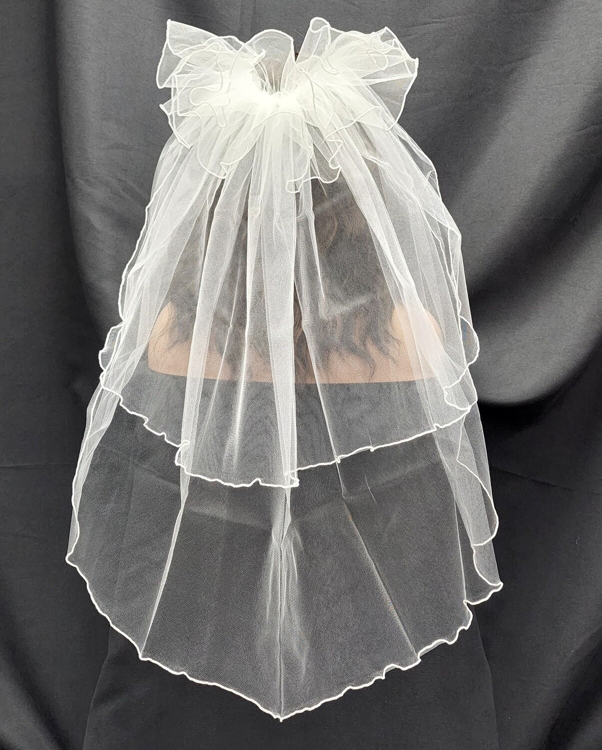 1pc White Veil  w/Rolled Edge