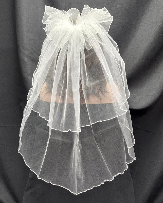 1pc White Veil  w/Rolled Edge