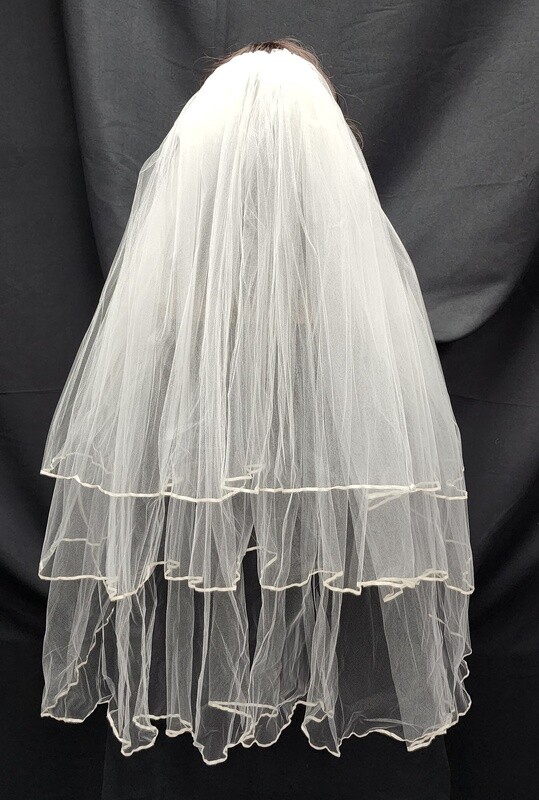1pc Veil With Ribbon Edge Ivory