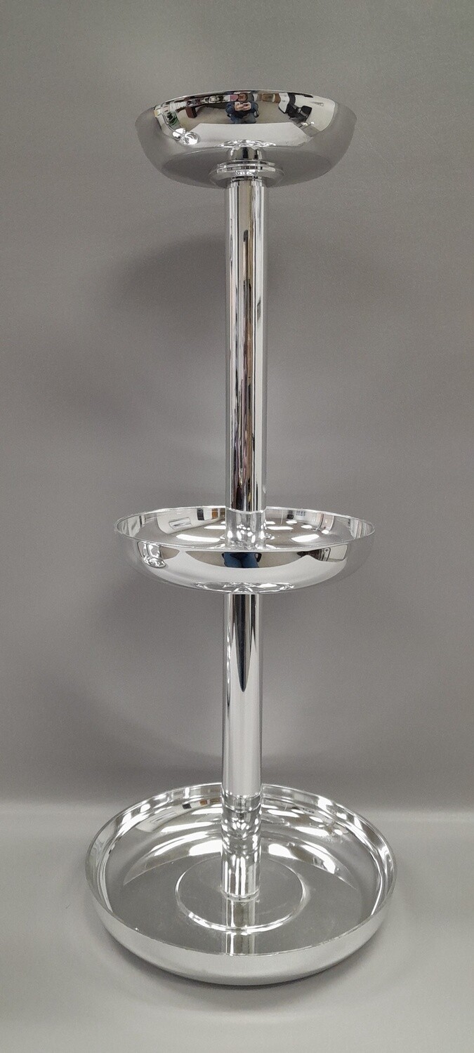 9.75&quot;x9.75&quot;x23&quot; 3-Tray Riser Silver (Plastic)