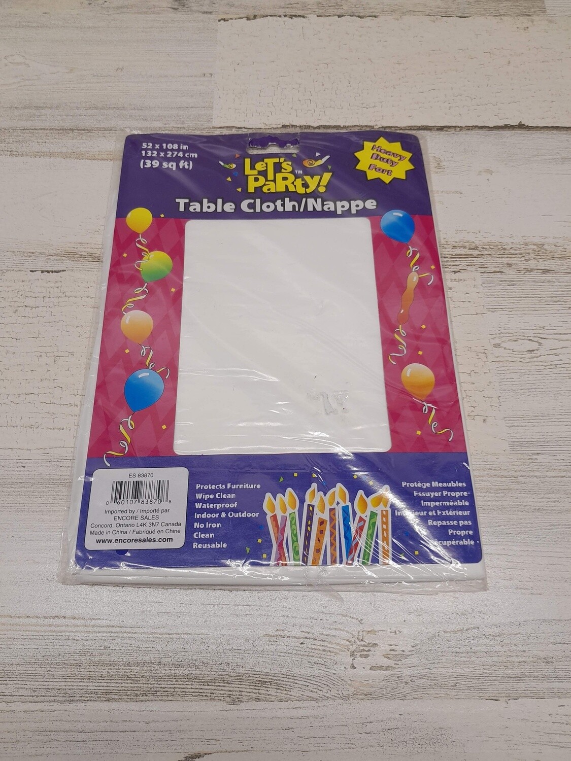 52&quot;x108&quot; Rectangle Table Cover White