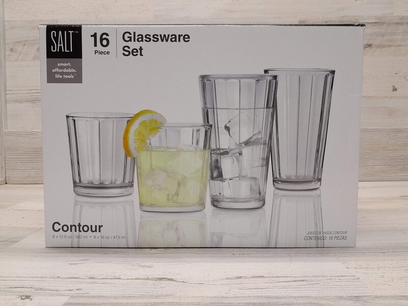 16pc 12.9oz/16oz Drinking Set (Glass)