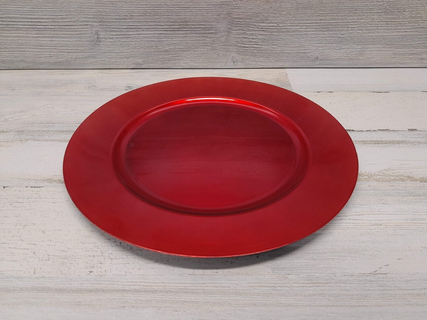 13&quot; Round Plastic Charger Plate  Red