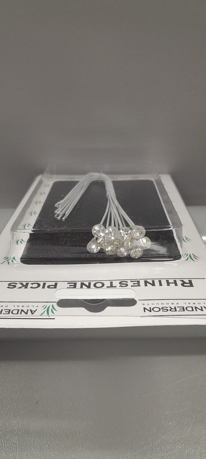 12pc 6mm Rhinestone Pick Crystal