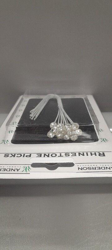 12pc 6mm Rhinestone Pick Crystal