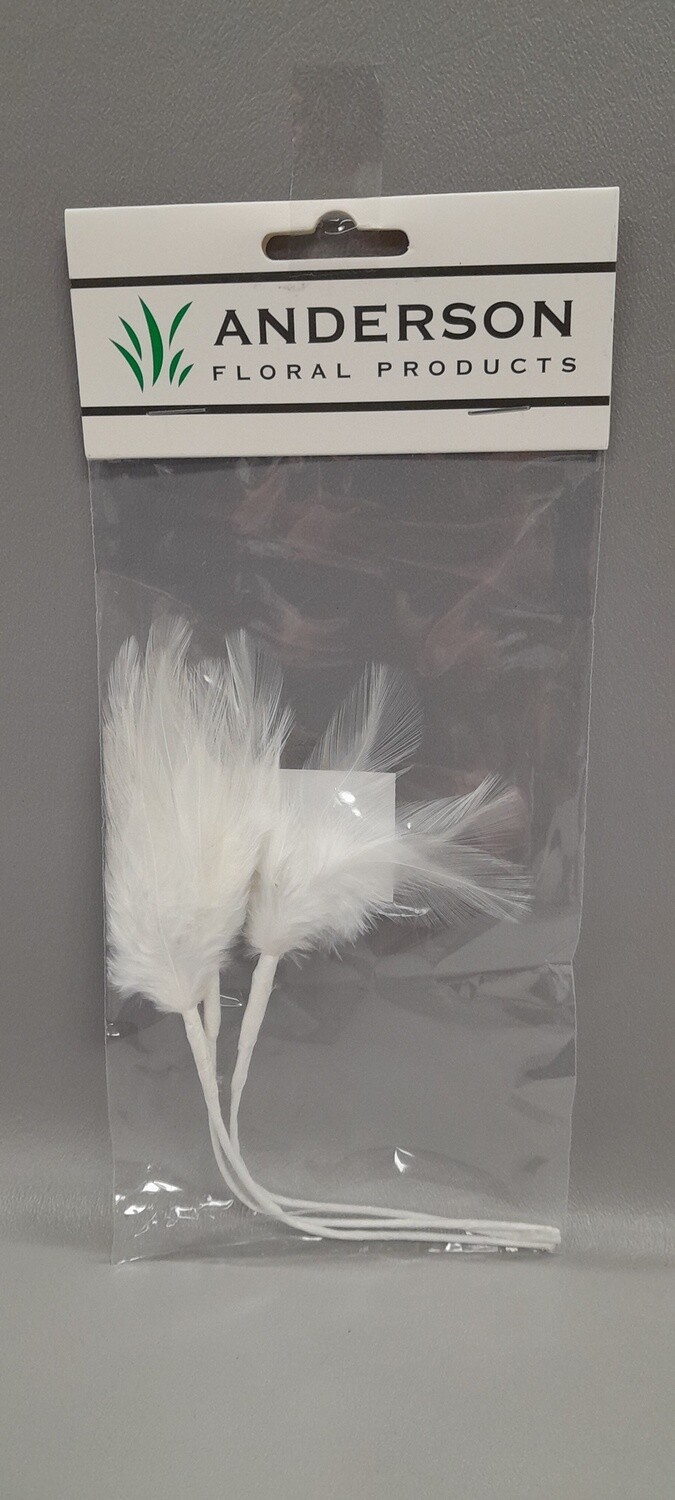 3pc Feather Rhinestone Picks White