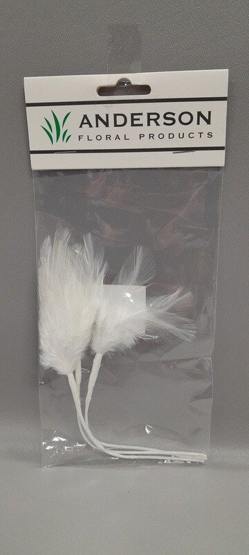 3pc Feather Rhinestone Picks White