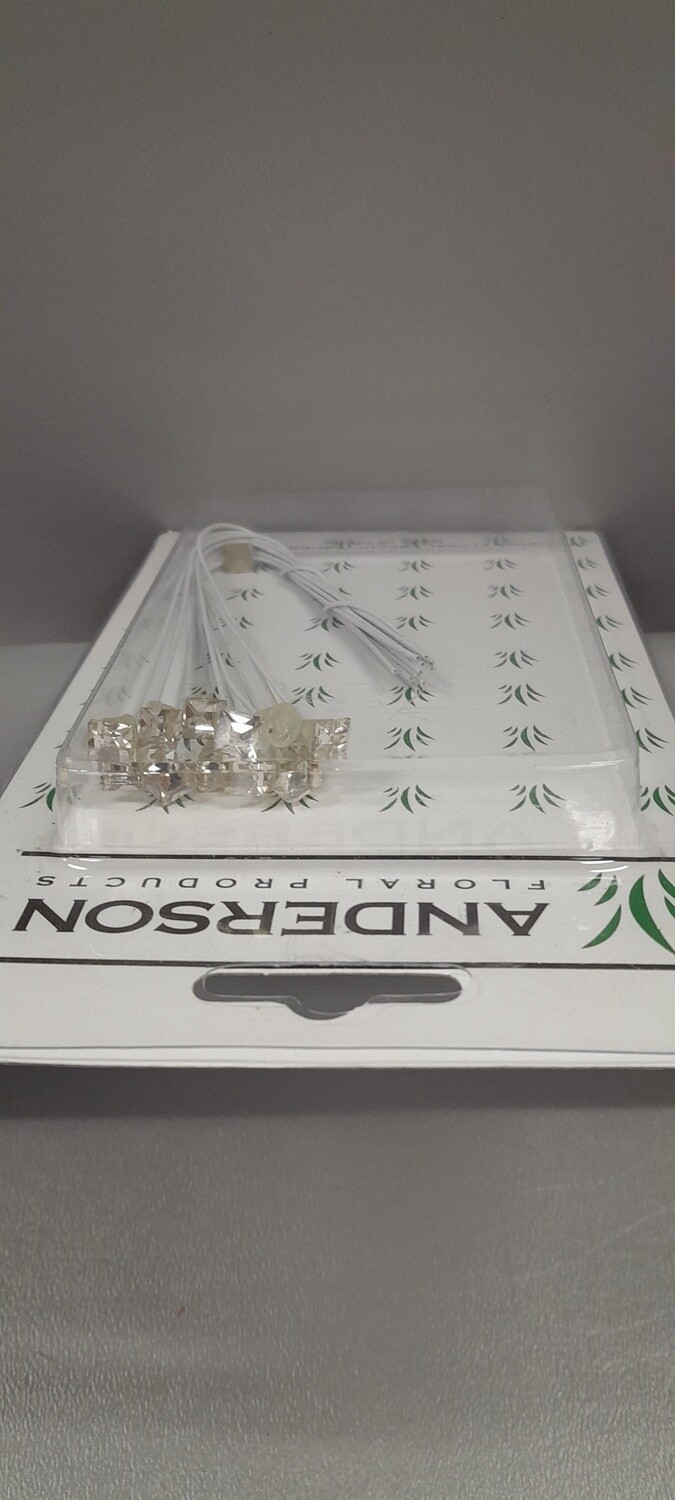 12pc 6mm Square Rhinestone Pick Crystal