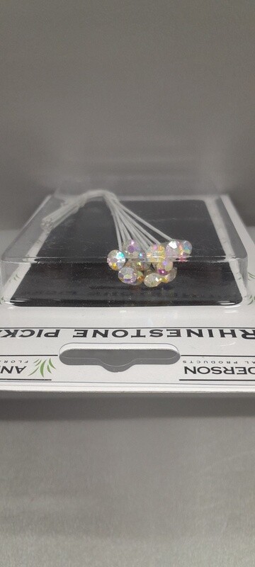 12pc 6mm Rhinestone Pick Iridescent