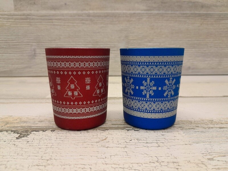 2.2&quot;x2.7&quot; Glass Christmas Votive Holder Assorted