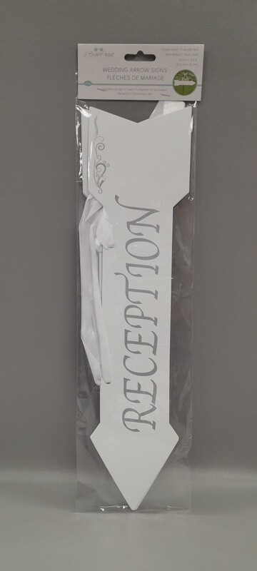 3pc 16.3&quot;x3.9&quot; Wedding Arrow Signs White