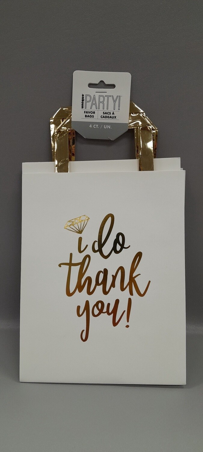 4pc Metallic Thank You Favor Bags Gold