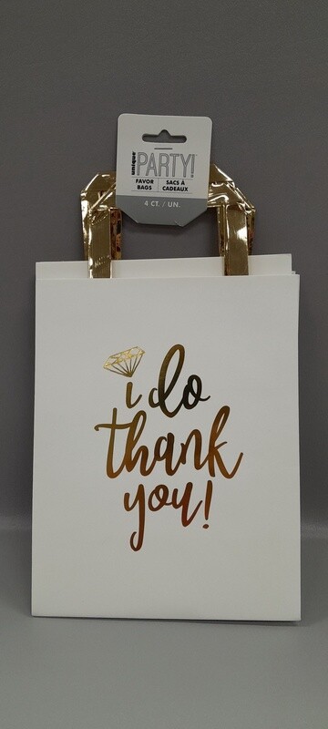 4pc Metallic Thank You Favor Bags Gold