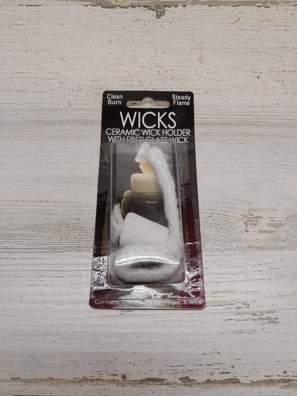 Ceramic Wick Holder w/Fiber Glass Wick