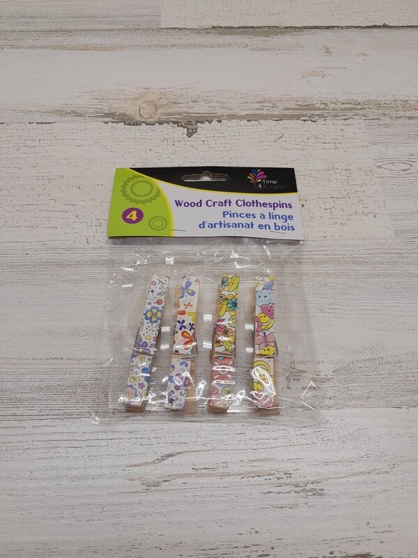 4pc 3&quot; Wood Clothespins