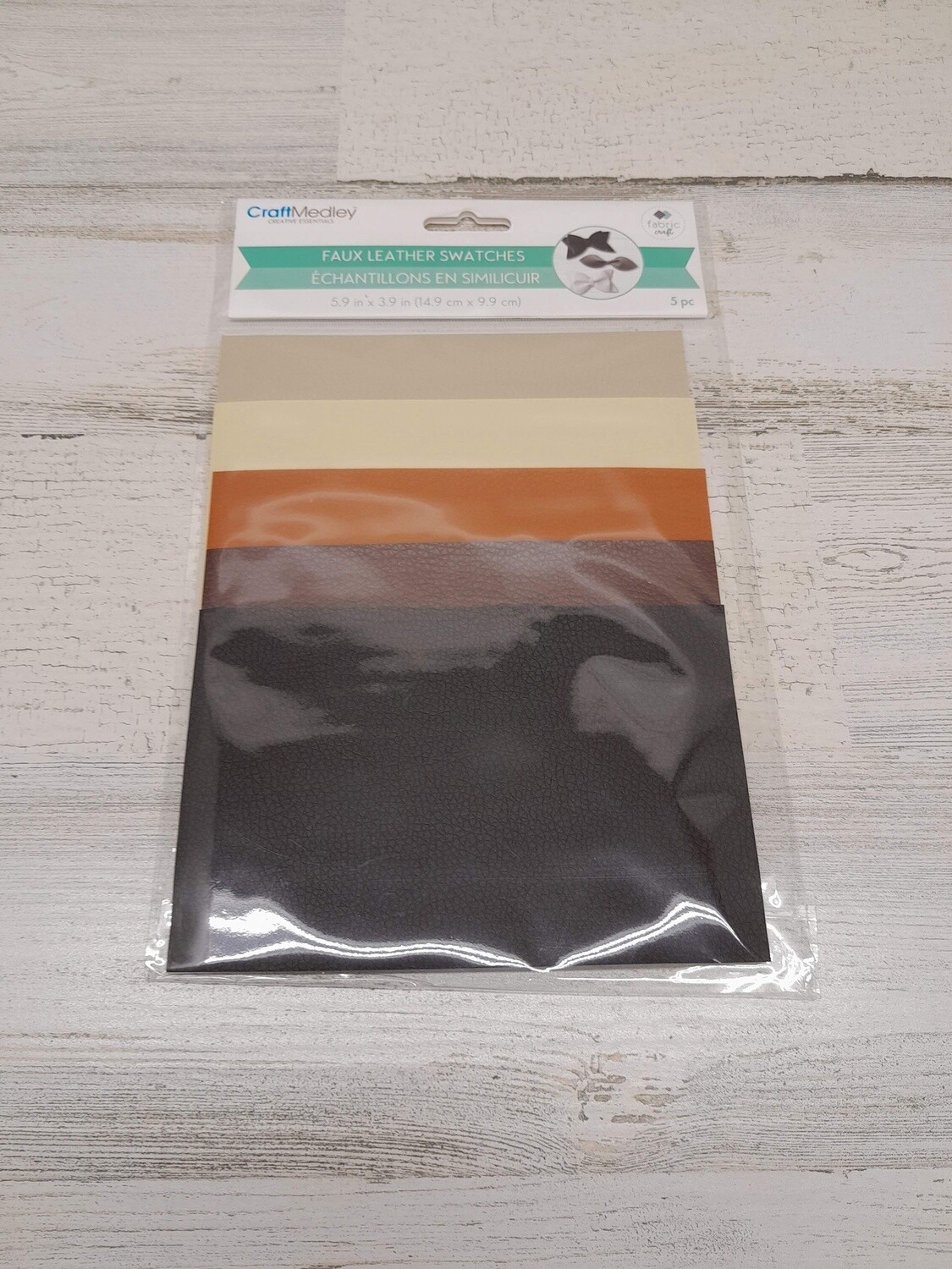 5pc 5.9&quot;x3.9&quot; Faux Leather Brown Mix