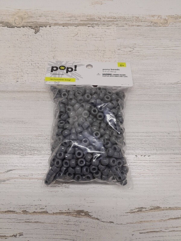 6.41oz Pony Beads Dark Grey