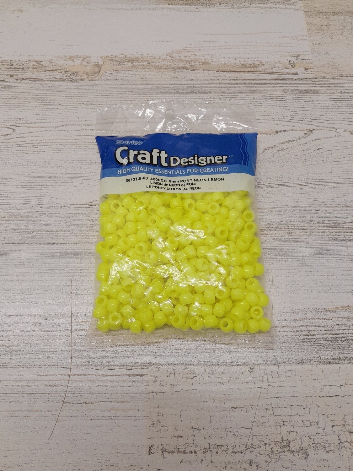 400pc 9mm Pony Beads Neon Lemon