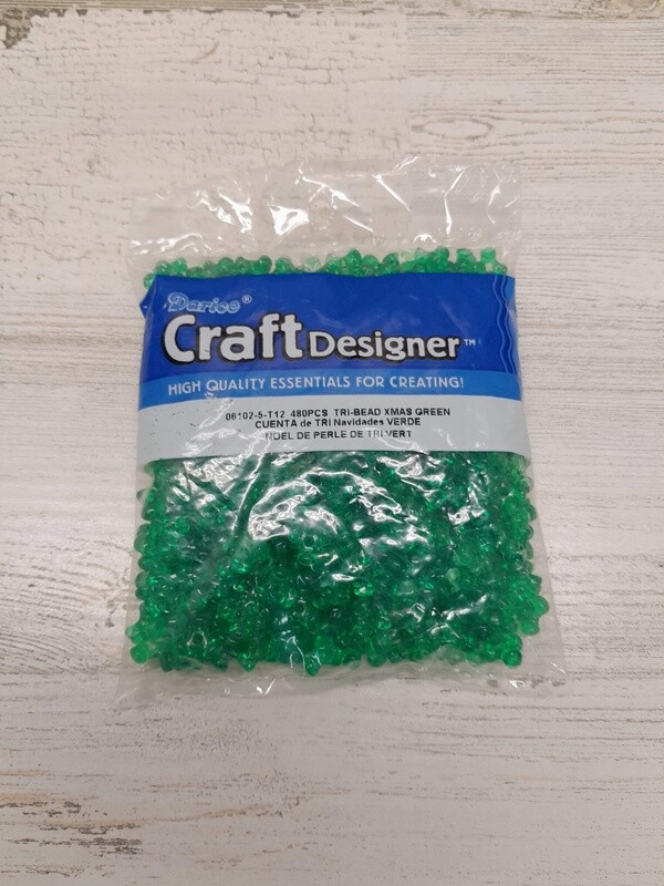 480pc Tri Beads Christmas Green