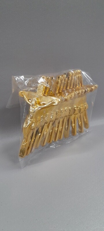 12pc 4&quot; Plastic Crucifix Gold