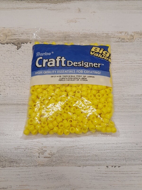 720pc 9mm Pony Beads Lemon