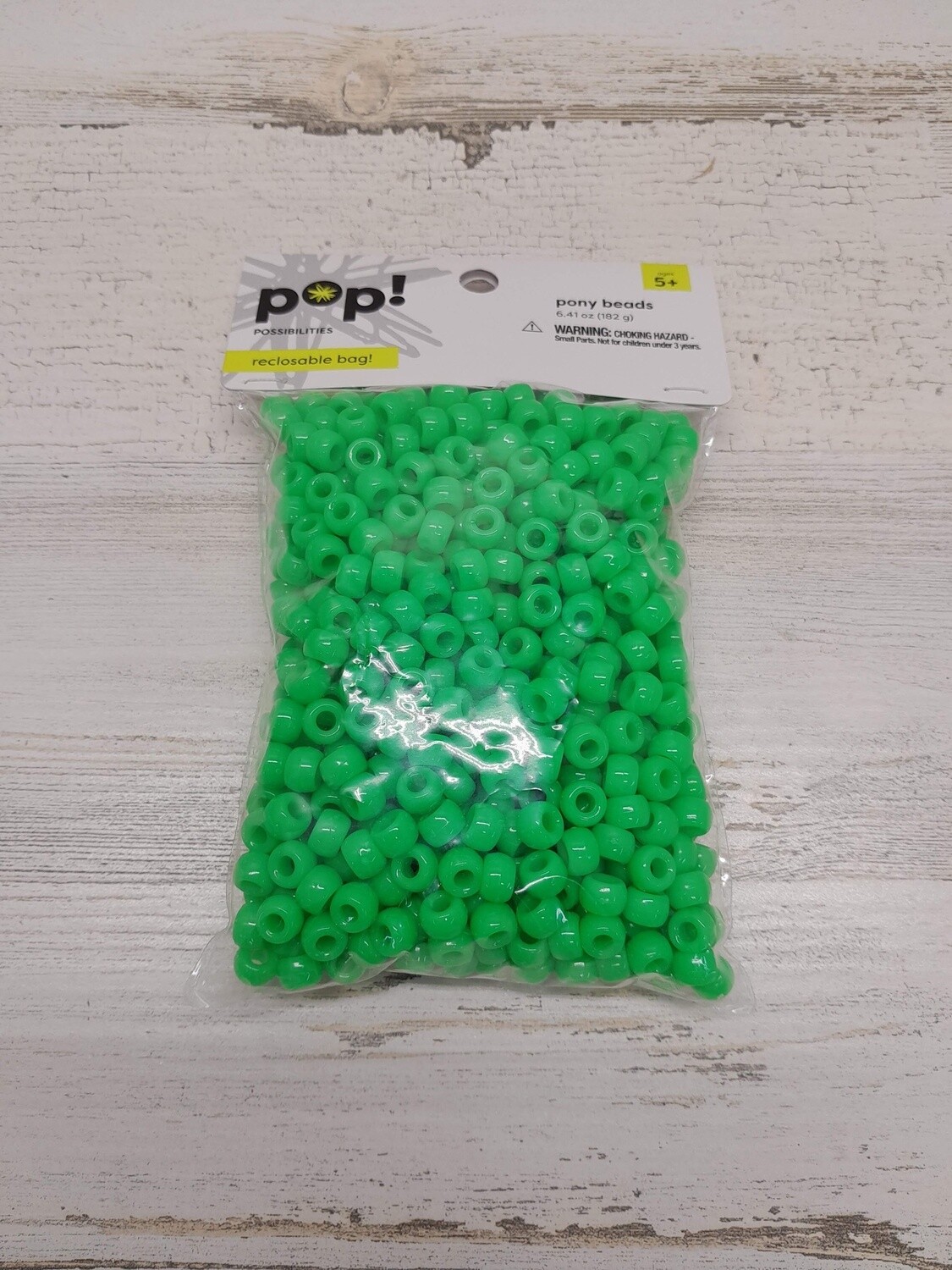 6.41oz Pony Beads Bright Green