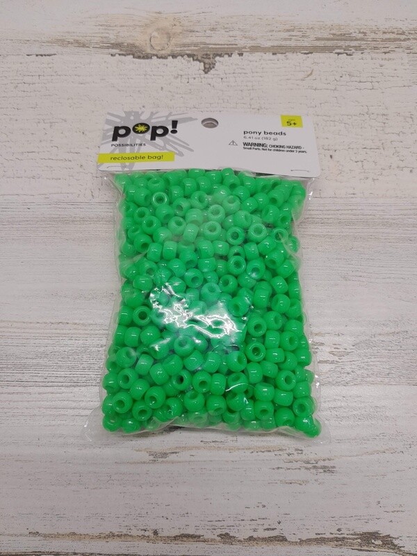 6.41oz Pony Beads Bright Green