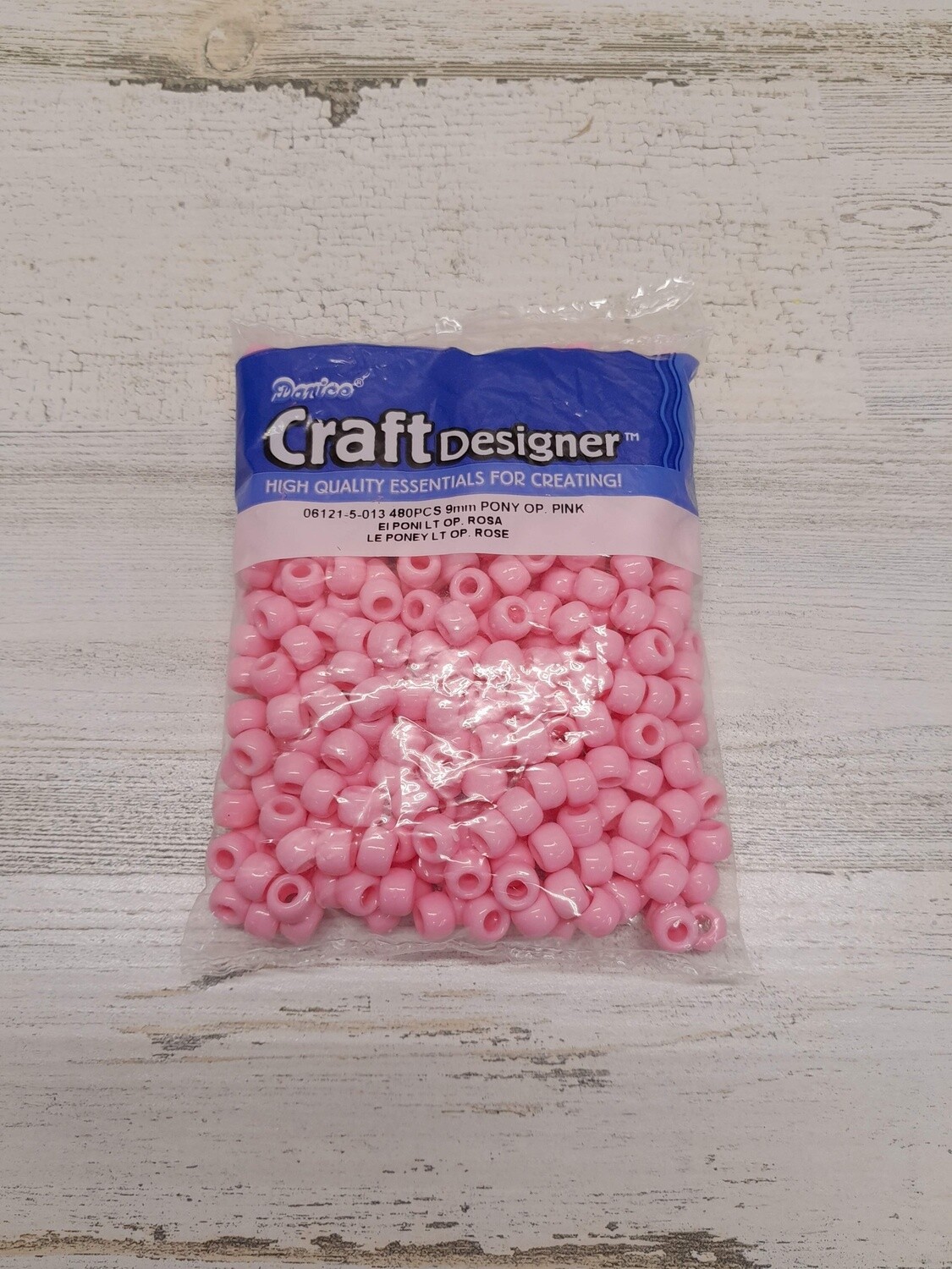 480pc 9mm Pony Beads Pink