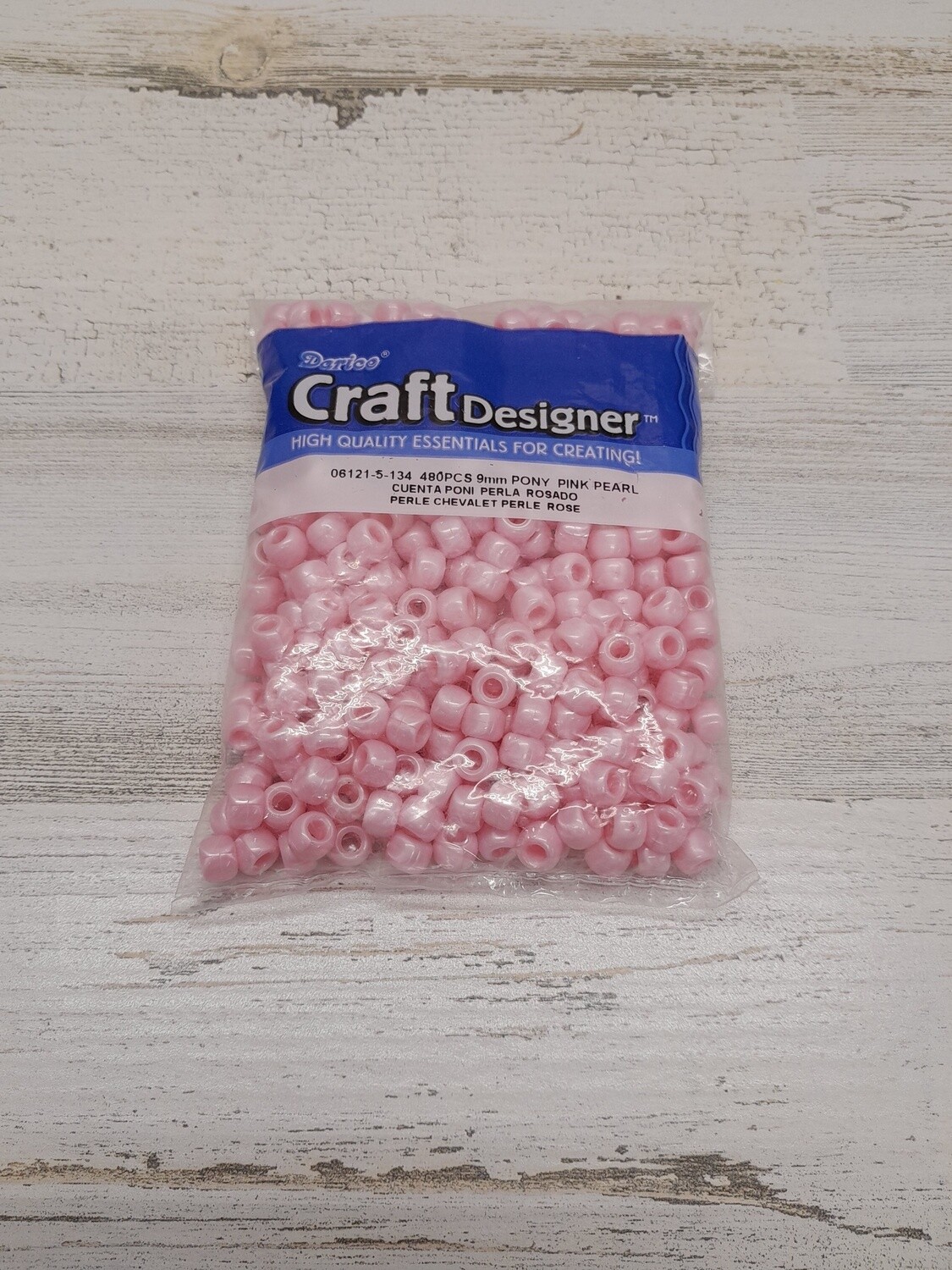480pc 9mm Pony Beads Pink Pearl