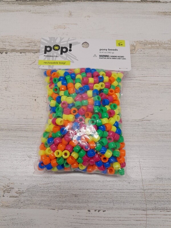 6.41oz Pony Beads Multi  Neon