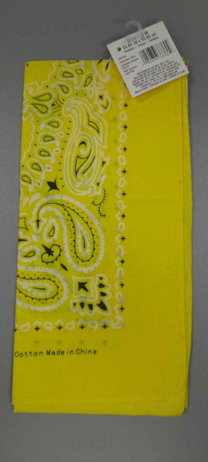 22" Paisley Bandana Neon Yellow