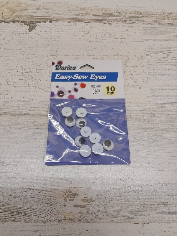 10pc 10mm Sew-On Googly Eyes